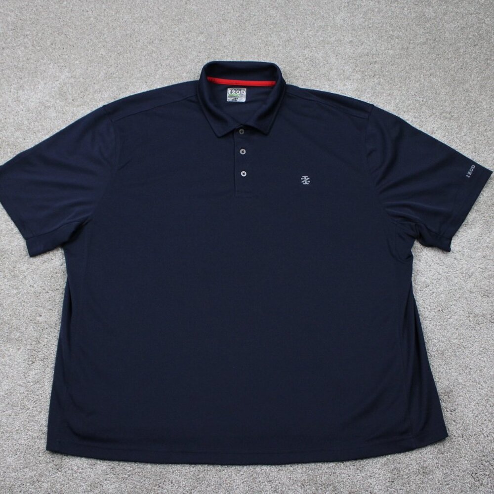 IZOD Polo Shirt‎ mens 2XL XXL Blue Polyester Stretch Short Sleeve Golf Pullover